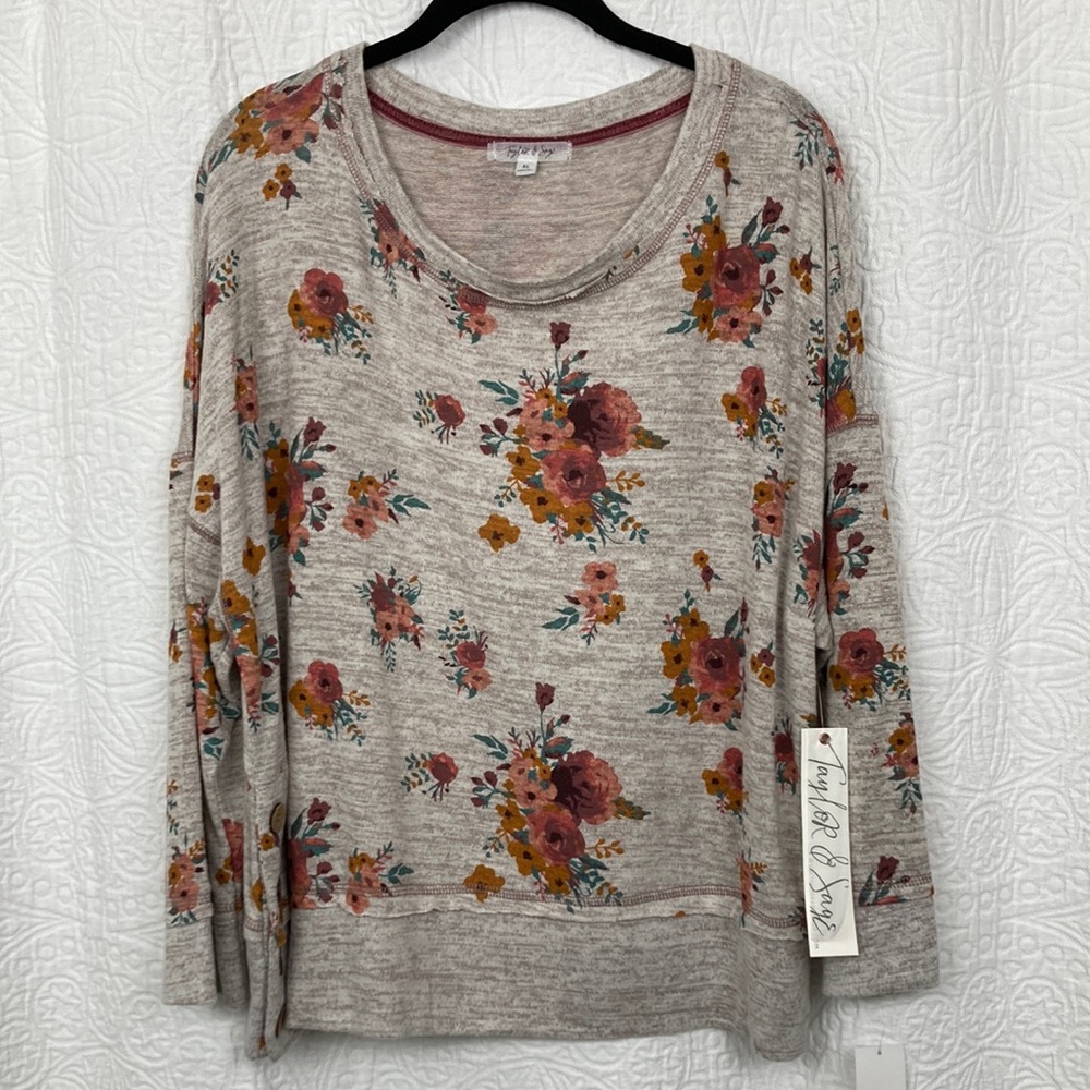 Taylor & Sage Junior Athleisure Floral Top sz XL NWT